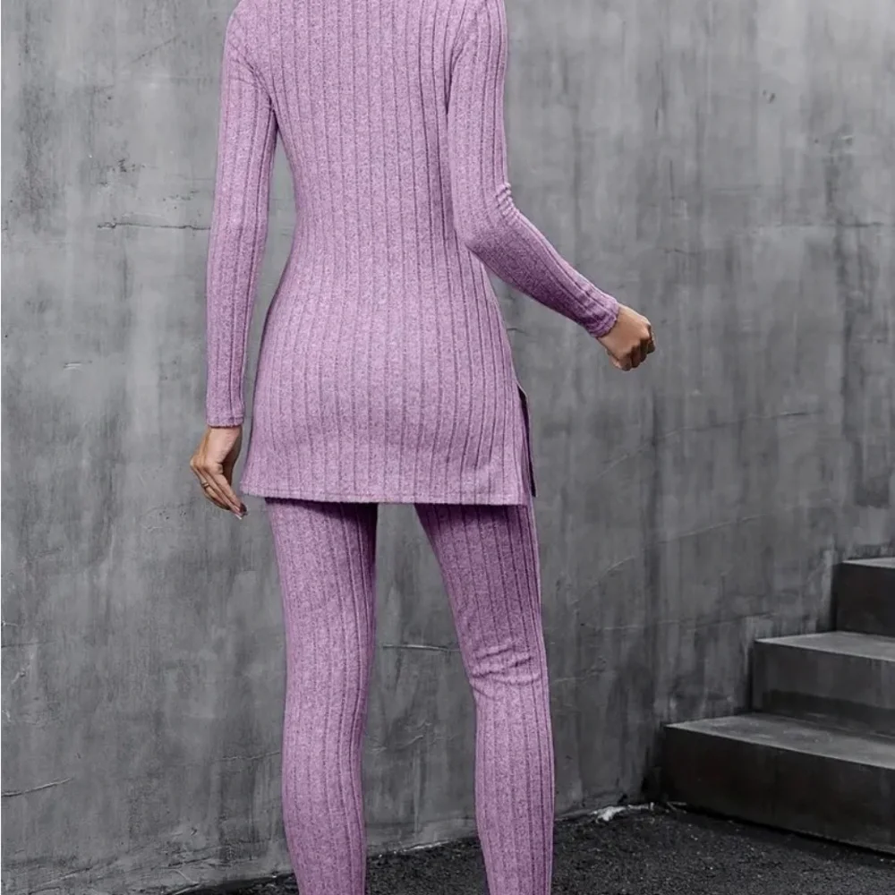 Lavender Ribbed Knit Set - Picture 2 of 7